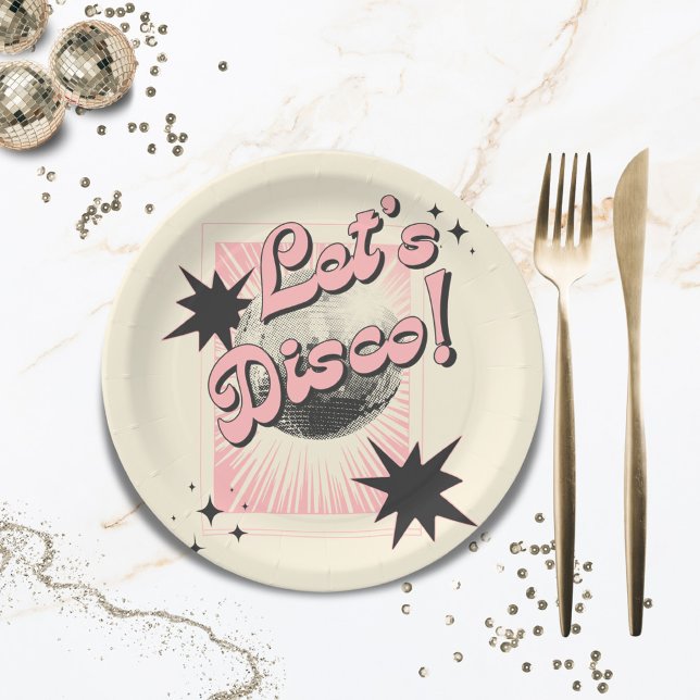 Retro Let's Disco Birthday Paper Plate (Retro Let's Disco Birthday Paper Plates)