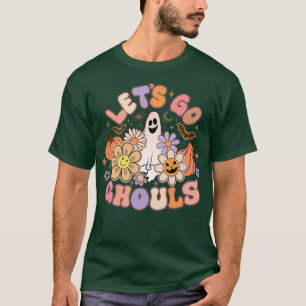 Retro Lets Go Ghouls Floral Boho Ghost Halloween C T-Shirt