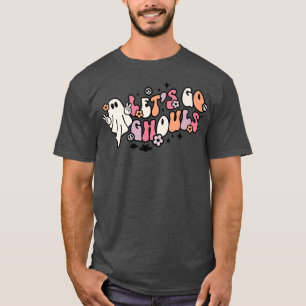 Retro Let's Go Ghouls Kid Halloween Hey Boo Trick T-Shirt