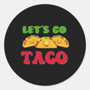 Retro Let's Go Taco Funny Classic Round Sticker