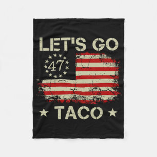 Retro Let's Go Taco Funny Let's Go Taco Fleece Blanket