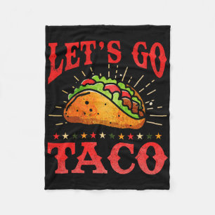 Retro Let's Go Taco Shirt Funny Let's Go Taco For  Fleece Blanket