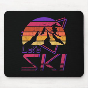 Retro Let's Ski Vintage 80s 90s Snow Skiing Mouse Pad