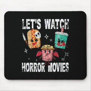 Retro Lets Watch Horror Movies Cute Halloween Cos Mouse Pad