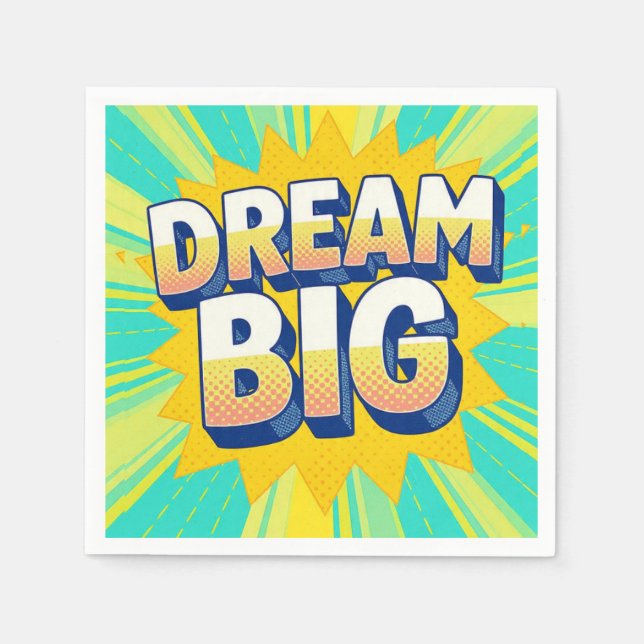 Retro lettering dream big text napkin (Front)