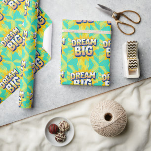 Retro lettering dream big text wrapping paper