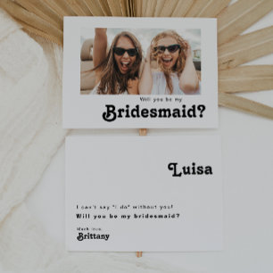 Retro Lettering Photo Bridesmaid Proposal Card