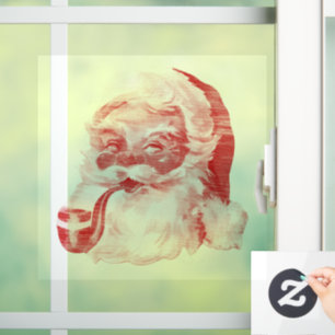Retro Letterpress Style Santa with Pipe Holiday Po