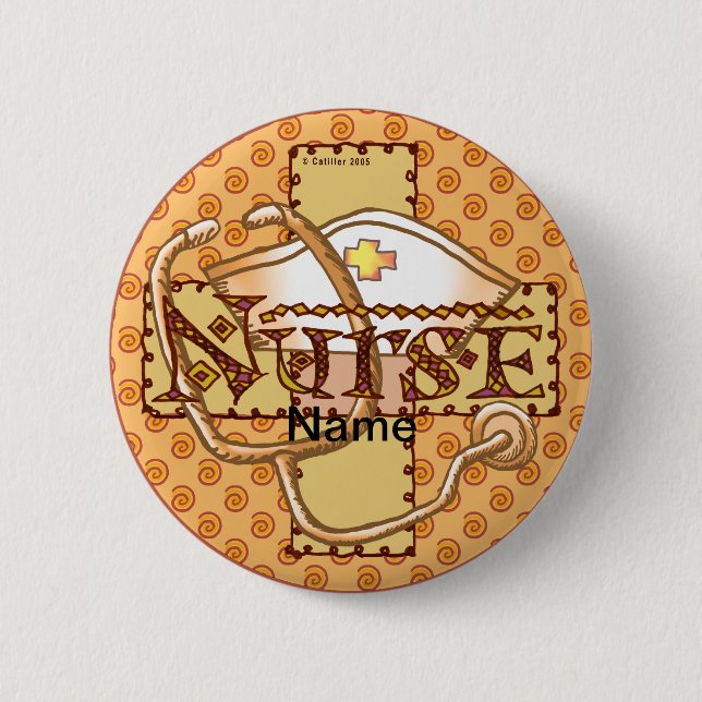 Retro letters nurse  6 cm round badge (Front)
