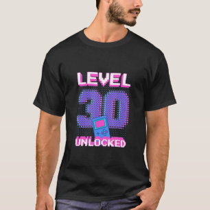 Retro Level 30 Unlocked 30th Video Gamer Birthday T-Shirt