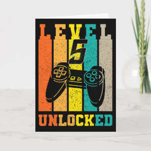 Retro Level 5 Unlocked Birthday Gaming Legend Game Card