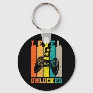 Retro Level 5 Unlocked Birthday Gaming Legend Game Key Ring