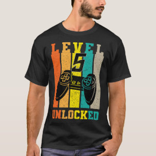 Retro Level 5 Unlocked Birthday Gaming Legend Game T-Shirt
