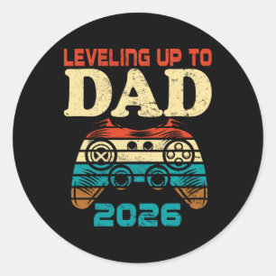 Retro Leveling Up To Daddy Again 2026 Promoted To Classic Round Sticker