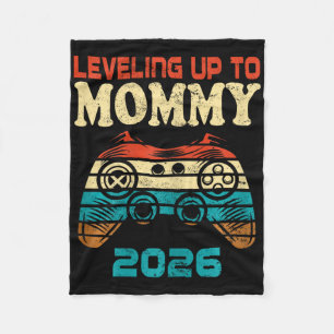 Retro Leveling Up To Mommy 2026 Pregnancy Announce Fleece Blanket