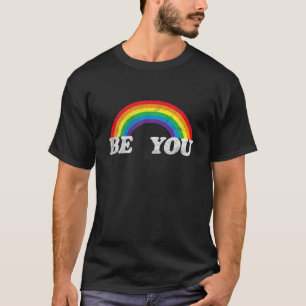 Retro LGBT Cool Distressed Tops Be You Rainbow