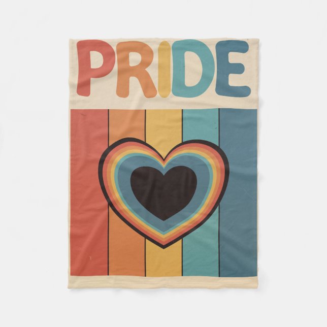 Retro LGBTQ+ Pride Fleece Blanket (Front)