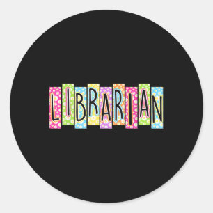 Retro Librarian Therapy Back To School Colourful G Classic Round Sticker