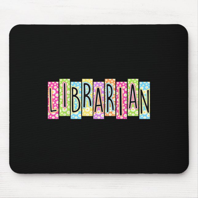 Retro Librarian Therapy Back To School Colourful G Mouse Pad (Front)