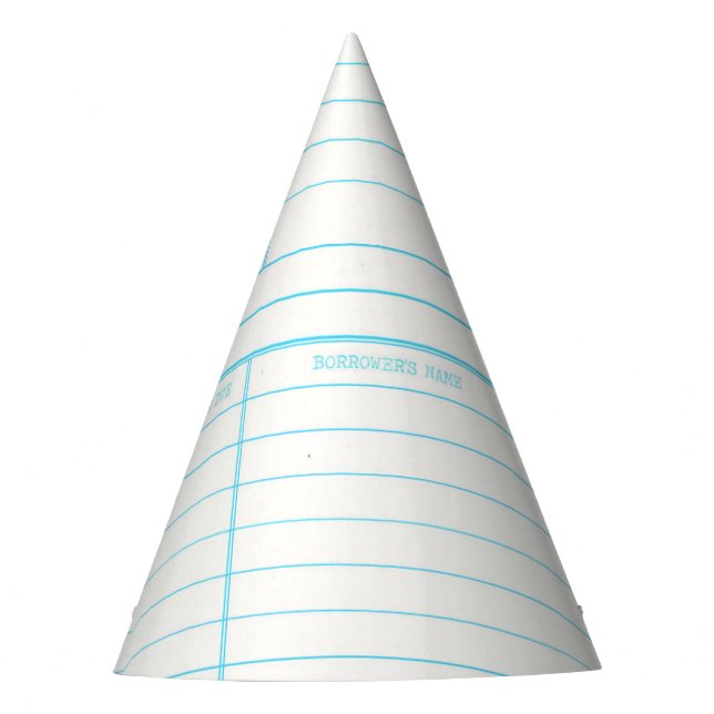Retro Library Book Date Due Card Party Hat (Front)
