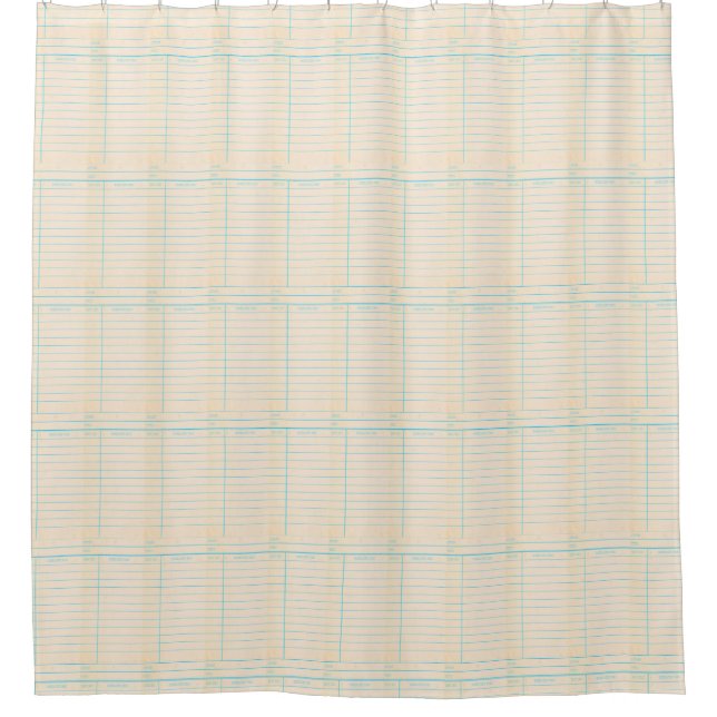 Retro Library Book Date Due Card Shower Curtain (Front)