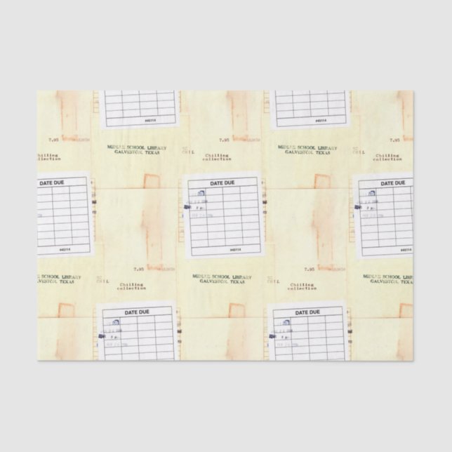 Retro Library Book Date Due Card Tissue Paper (Front)