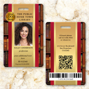Retro Library Books Employee Photo ID Badge