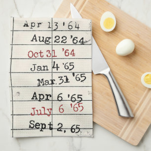 Retro Library Card Tea Towel