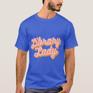 Retro Library Lady Design in Pink family T-Shirt