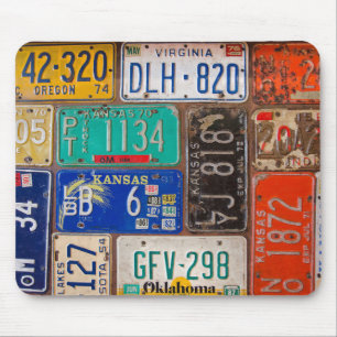 retro license plate collection mouse pad