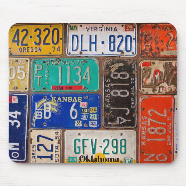 retro license plate collection mouse pad (Front)