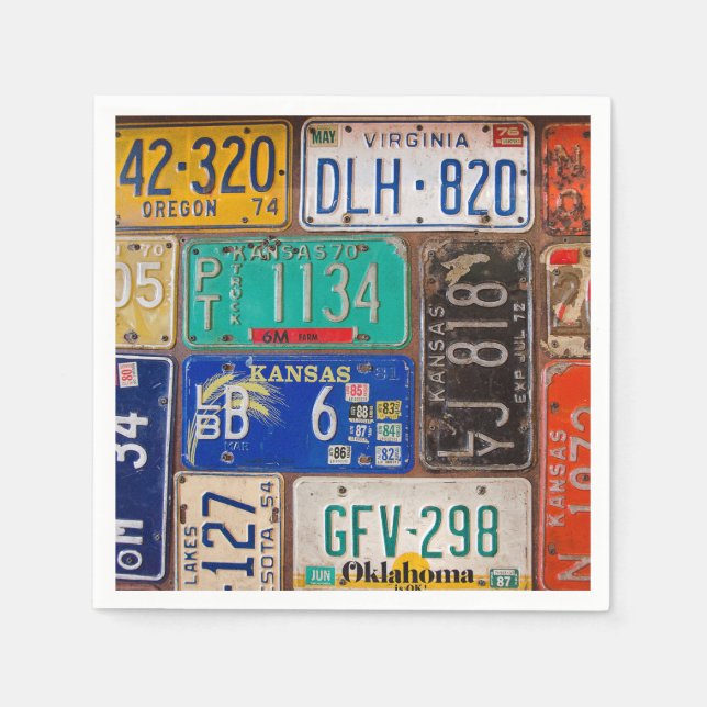 retro license plate collection napkin (Front)