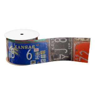 retro license plate collection satin ribbon