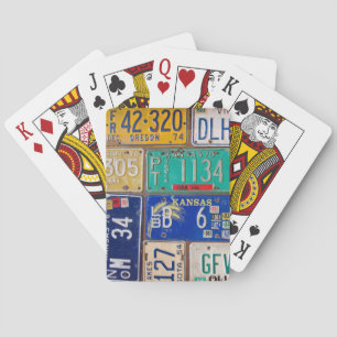 retro license plate playing cards