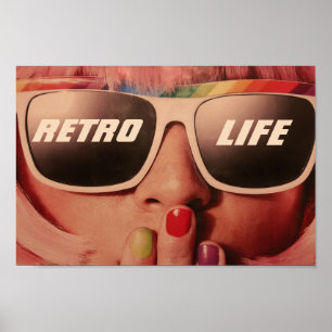 Retro Life slogan Eighties retro fashion girl Poster