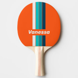 Retro Lifeguard Pin Striped with Name Ping Pong Paddle