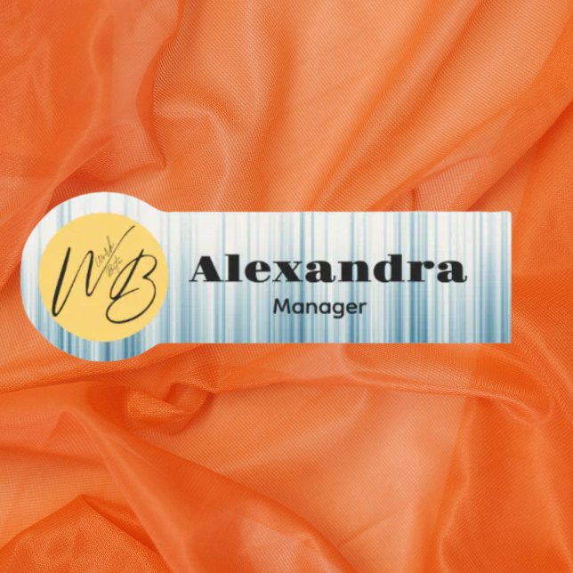 Retro Light Blue Modern Restaurant Employee Name Tag (Creator Uploaded)