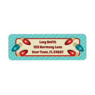 Retro Light Bulbs Christmas Address Label Return Address Label