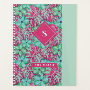 Retro Light Pink and Green Florals Planner
