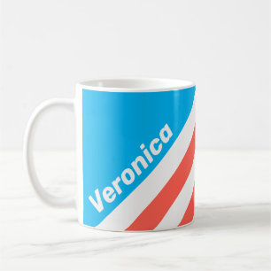 Retro Light Sky Blue Stripes with Name Coffee Mug
