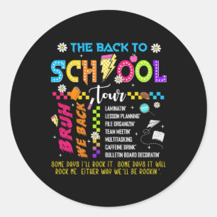 Retro Lightning Bolt Abcd Back To School Tour Teac Classic Round Sticker