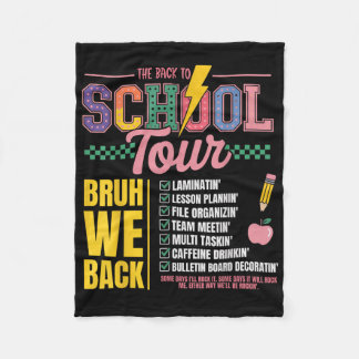 Retro Lightning Bolt Abcd Back To School Tour Teac Fleece Blanket