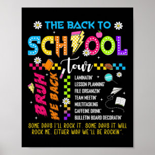 Retro Lightning Bolt Abcd Back To School Tour Teac Poster