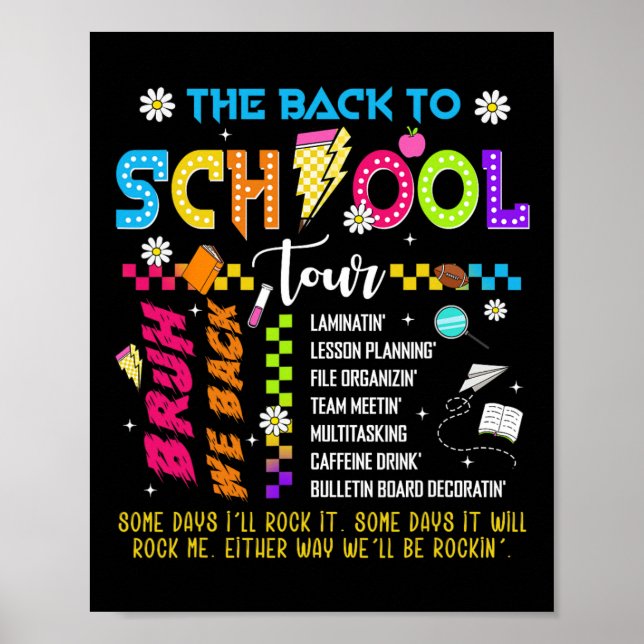 Retro Lightning Bolt Abcd Back To School Tour Teac Poster (Front)