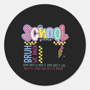 Retro Lightning Bolt Back To School Tour Teacher K Classic Round Sticker