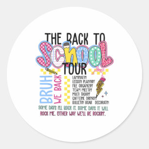 Retro Lightning Bolt Ck To School Tour Teacher Kid Classic Round Sticker