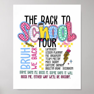 Retro Lightning Bolt Ck To School Tour Teacher Kid Poster