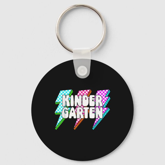 Retro Lightning Bolt Kindergarten Back To School C Key Ring (Front)