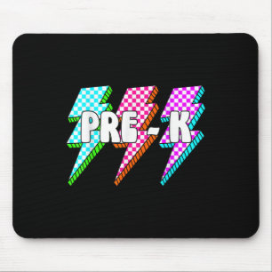 Retro Lightning Bolt Pre-k Back To School Checkere Mouse Pad