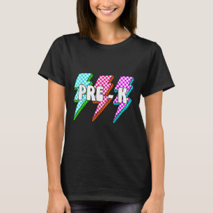 Retro Lightning Bolt Pre-k Back To School Checkere T-Shirt